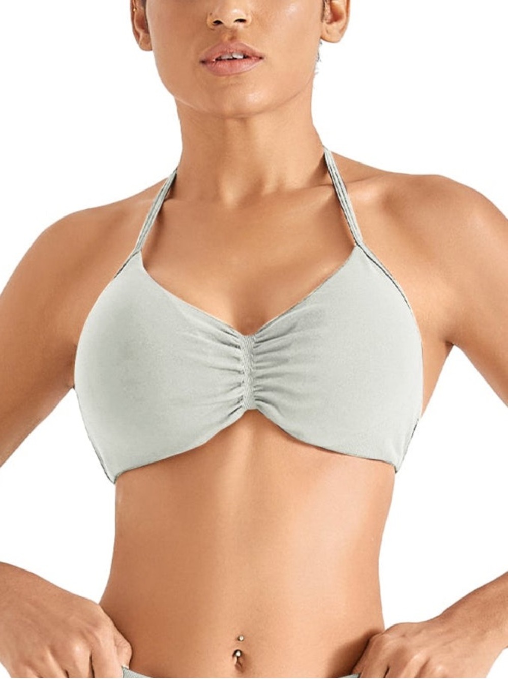 AUROLA Influence Halter Sports Bra - Glacier Gray
